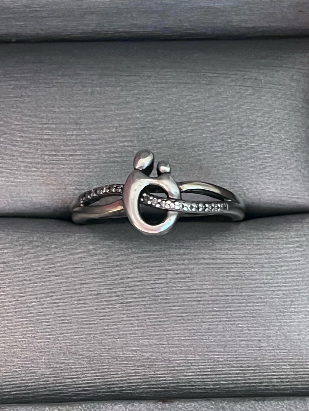 Mother Child Ring 1/20 ct tw Diamond Sterling Silver 10K Gold sz 6.5 2.5g tw